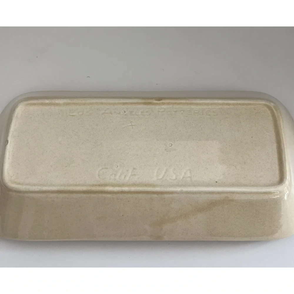 Vintage 50s Los Angeles Potteries Pottery French Bread Dish Serving Tray